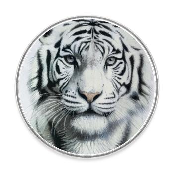 White Tiger - Weisser Tiger - Round  fridge magnet - white - Front