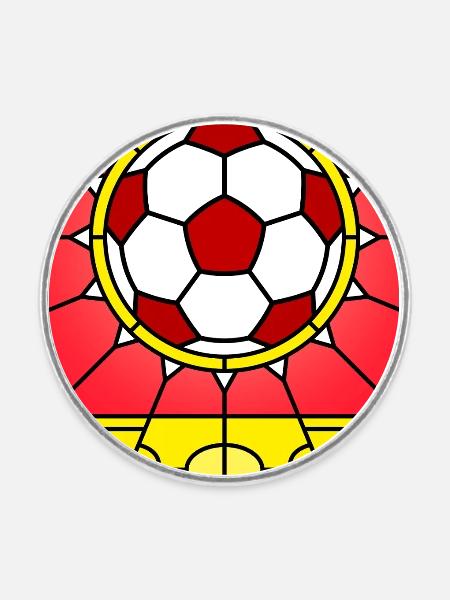 Buntglas-Fußballfeld - Runder Kühlschrankmagnet - Weiß