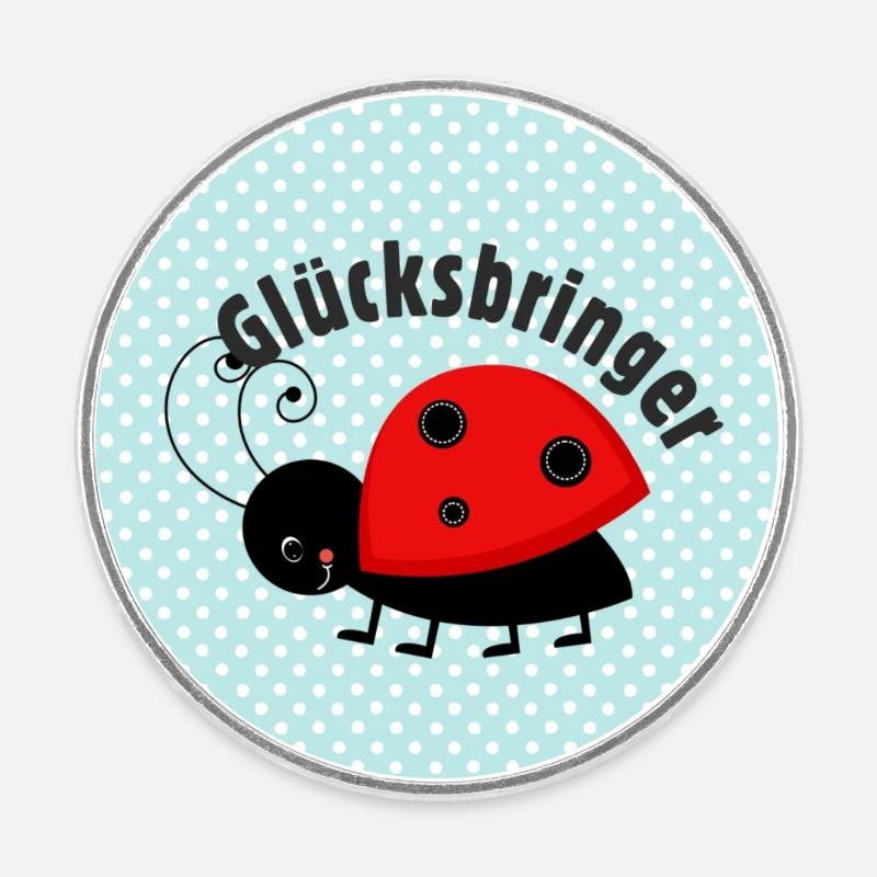 Lucky Charm Button Ladybug - Round  fridge magnet - white