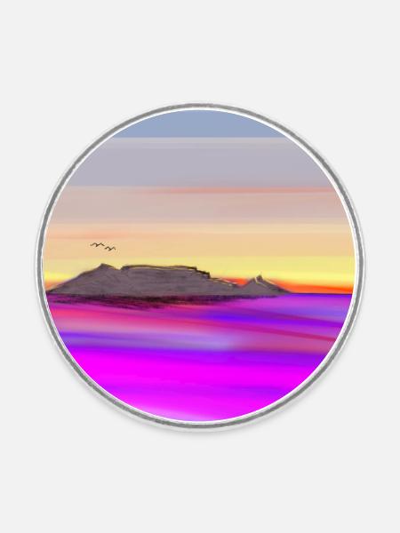 table mountain sketch - Runder Kühlschrankmagnet - Weiß