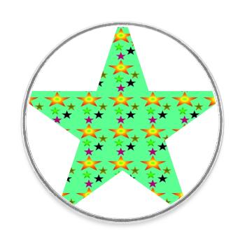 Star with stars - Round  fridge magnet - white - Front
