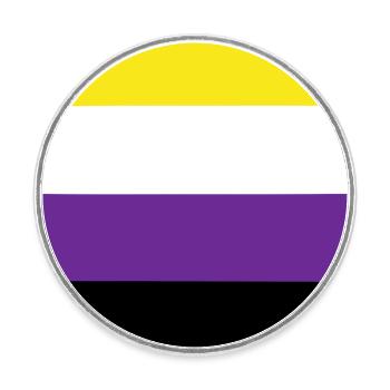 Non binary - Round  fridge magnet - white - Front