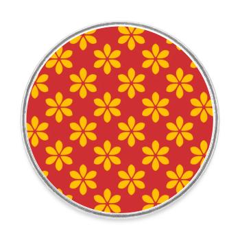 colorful floral pattern design Blumenmuster - Round  fridge magnet - white - Front