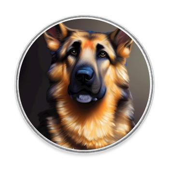 Deutscher Schäferhund Kunstwerk - Runder Kühlschrankmagnet - Weiß - Vorne