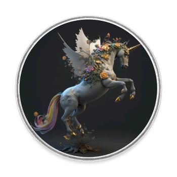 Magisches Blumen Einhorn - Runder Kühlschrankmagnet - Weiß - Vorne