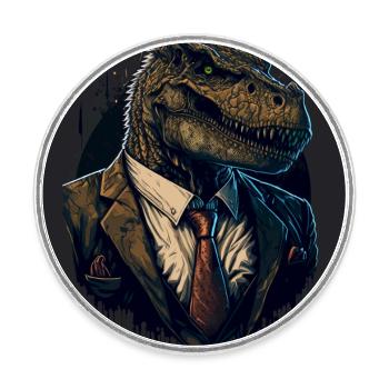 T-Rex Gangsterboss - Runder Kühlschrankmagnet - Weiß - Vorne