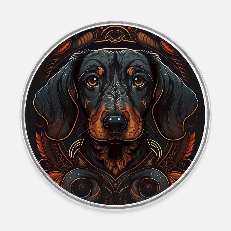 Dachshund Art - Round  fridge magnet - white