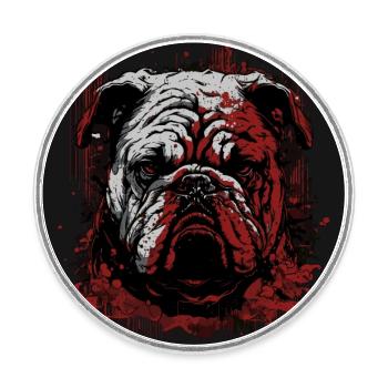 Mürrische Englische Bulldogge - Runder Kühlschrankmagnet - Weiß - Vorne