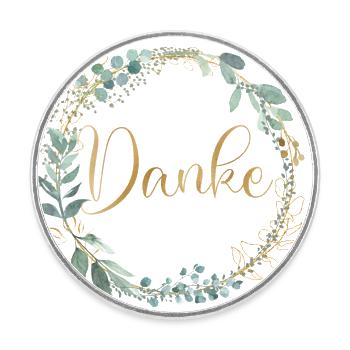 Danke! Kranz, personalisierbar - Runder Kühlschrankmagnet - Weiß - Vorne