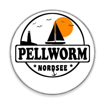 Nordsee Segelboot Leuchtturm Pellworm - Runder Kühlschrankmagnet - Weiß - Vorne