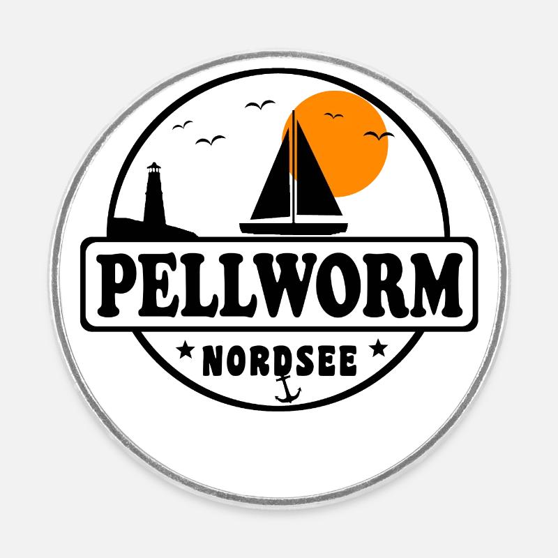 Nordsee Segelboot Leuchtturm Pellworm - Runder Kühlschrankmagnet - Weiß