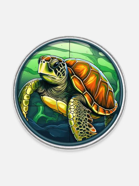 Schildkröte - Runder Kühlschrankmagnet - Weiß