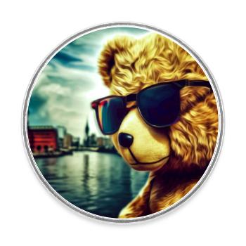 Teddy on Tour - Runder Kühlschrankmagnet - Weiß - Vorne