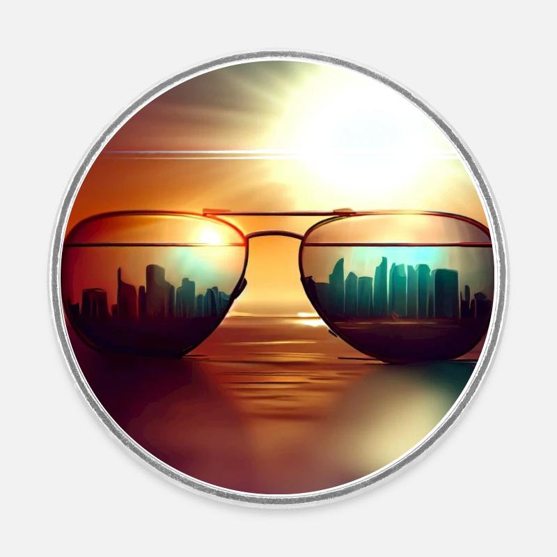 Skyline - Runder Kühlschrankmagnet - Weiß