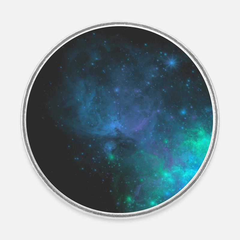 Série Nébuleuse : Bleu et vert - Magnet rond - blanc