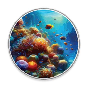 Living Coral Reef Aquarium Underwater Art - Round  fridge magnet - white - Front