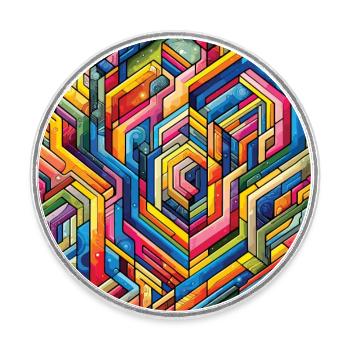 Colorful Maze Geometric Maze Art - Round  fridge magnet - white - Front