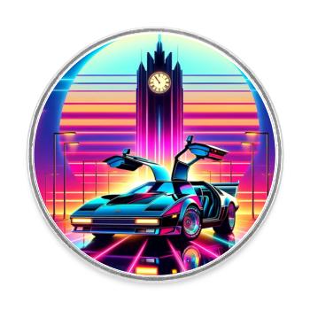 Retour vers le futur retro futuriste années 80 - Magnet rond - blanc - Devant