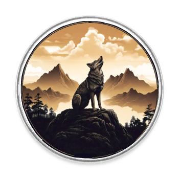 Einsamkeit des Wolfs: Bergdämmerung - Runder Kühlschrankmagnet - Weiß - Vorne