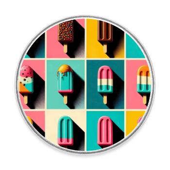 Eis am Stil Popsicle Pop Art III - Runder Kühlschrankmagnet - Weiß - Vorne