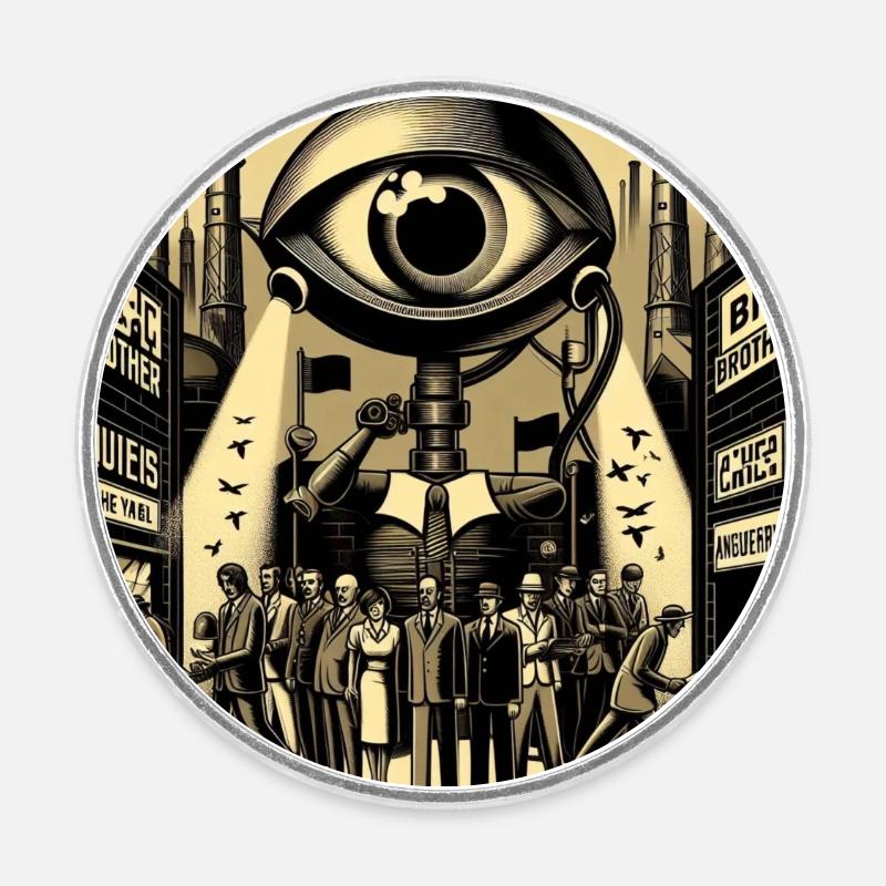 Big Brother - Round  fridge magnet - white