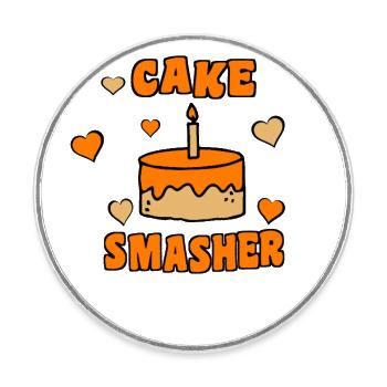 Cake Smasher - Runder Kühlschrankmagnet - Weiß - Vorne