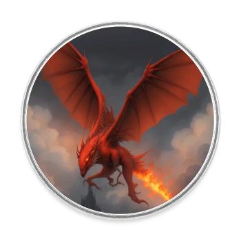 Roter Drache über Burg - Runder Kühlschrankmagnet - Weiß - Vorne