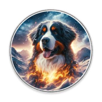 Bernese mountain dog - Round  fridge magnet - white - Front