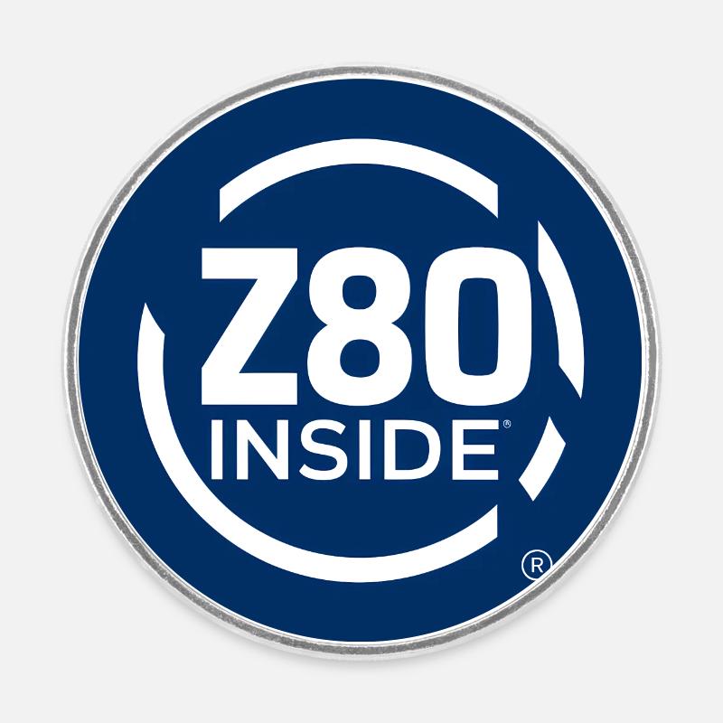 Z80 Inside - Round  fridge magnet - white