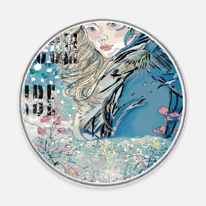 AMBIANCE DE FLEUR - Magnet rond - blanc