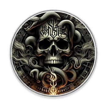 Skull and snakes - Round  fridge magnet - white - Front