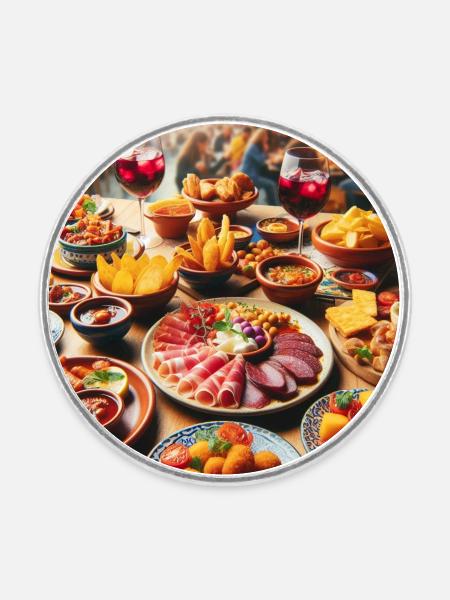 Spanische Tapas - Runder Kühlschrankmagnet - Weiß