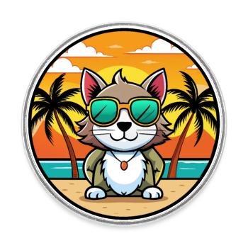 Bombai Cat Breed Cartoon Lunettes de soleil Beach - Magnet rond - blanc - Devant