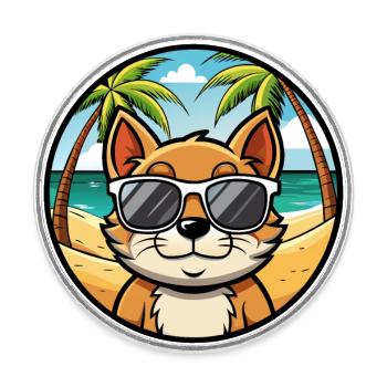 Bambino Cat Breed Cartoon Lunettes de soleil Beach - Magnet rond - blanc - Devant