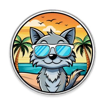 Australische Nebelkatzenrasse Cartoon Sonnenbrille Strand - Runder Kühlschrankmagnet - Weiß - Vorne