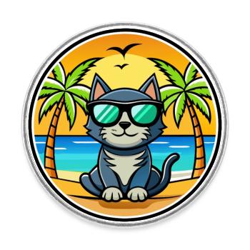 Bombay Cat Breed Dessin animé Lunettes de soleil Plage - Magnet rond - blanc - Devant