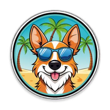 Brittany Dog Breed Cartoon Lunettes de soleil Beach - Magnet rond - blanc - Devant
