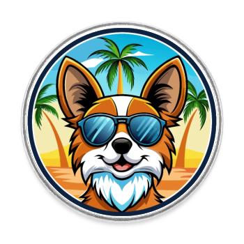 Papillon Hunderasse Cartoon Sonnenbrille Strand - Runder Kühlschrankmagnet - Weiß - Vorne