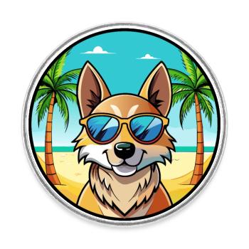 Slovensky Kopov Hunderasse Cartoon Sonnenbrille Strand - Runder Kühlschrankmagnet - Weiß - Vorne