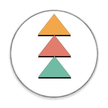 Triangle coloré - Magnet rond - blanc - Devant