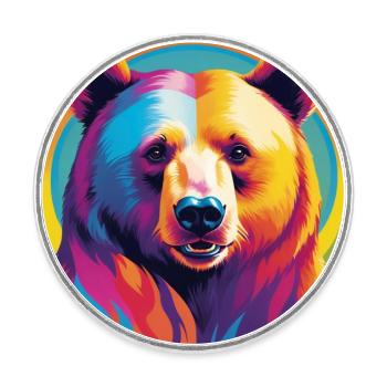 Ours de la fierté - Magnet rond - blanc - Devant