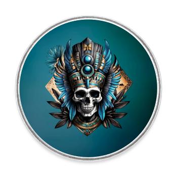Totenkopf, der die mystische Aura verkörpert - Runder Kühlschrankmagnet - Weiß - Vorne