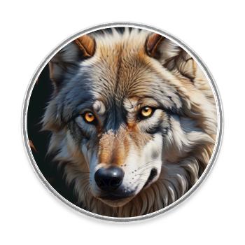 Wolf - Runder Kühlschrankmagnet - Weiß - Vorne