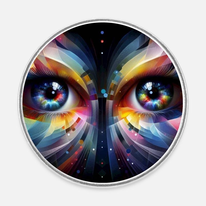 Yeux 2 - Magnet rond - blanc