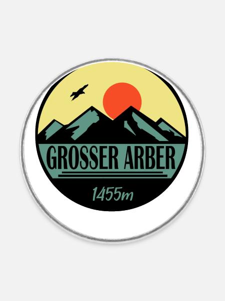 Großer Arber - Runder Kühlschrankmagnet - Weiß
