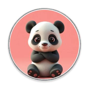 Cartoon effect panda - Round  fridge magnet - white - Front