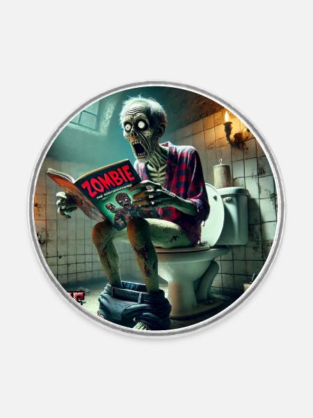 Zombie Klo - Runder Kühlschrankmagnet - Weiß