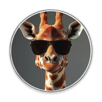 Girafe stylée - Magnet rond - blanc - Devant