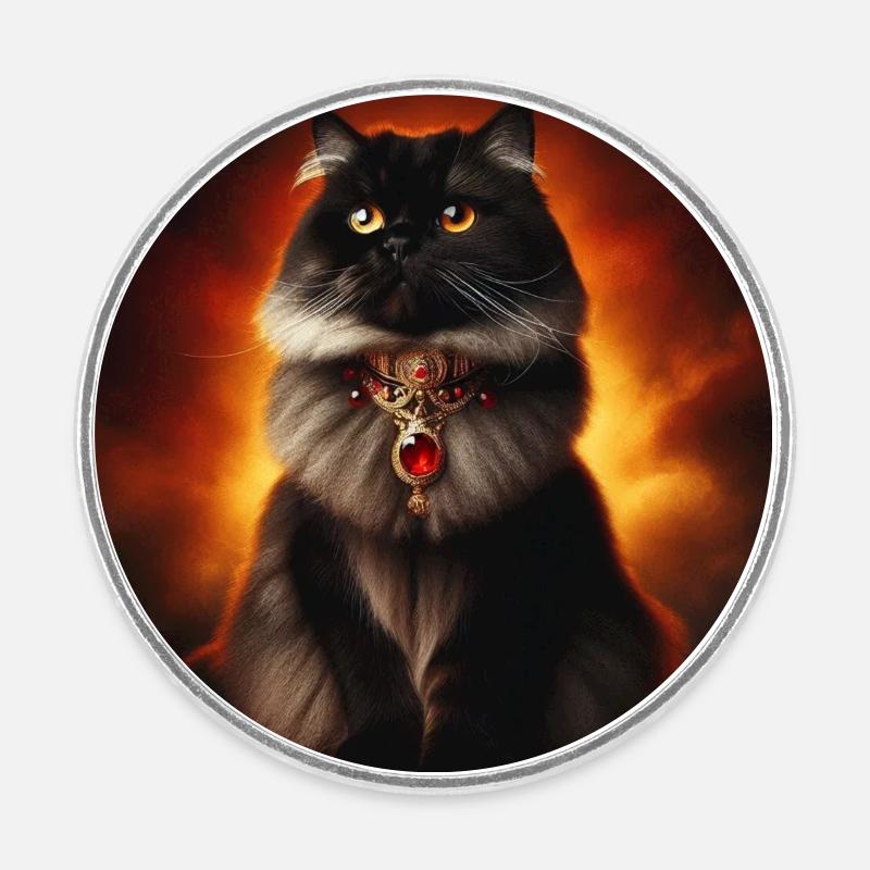 Katze 3 4 - Runder Kühlschrankmagnet - Weiß