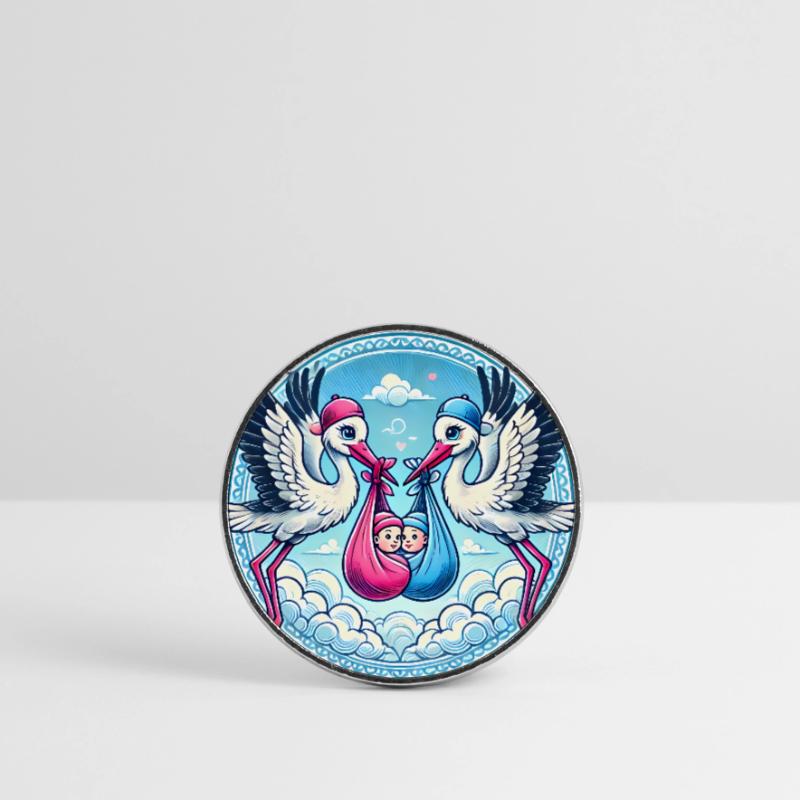 Rosa oder Blauer Storch Baby Bundle Design Runder Kühlschrankmagnet